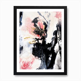 White Black Coral Abstract Painting Art Print