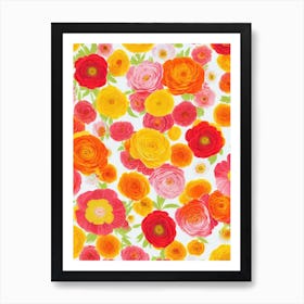 Ranunculus Floral Print Warm Tones 1 Flower Art Print