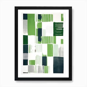 Green , White, Gray, Stripes  Abstract Print Art Print