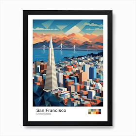 San Francisco, Usa, Geometric Illustration 2 Poster Art Print