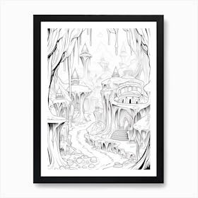 The Cave Of Wonders (Aladdin) Fantasy Inspired Line Art 1 Art Print