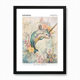 Narwhal Pastel Watercolour 4 Poster Art Print