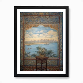 Window View Of Dubai United Arab Emirates In The Style Of William Morris 1 Art Print