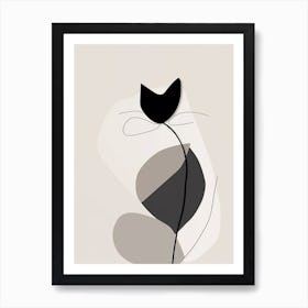 Cat Line Art Abstract 2 Art Print