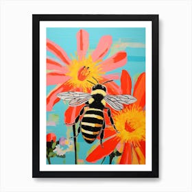 Colour Burst Floral Bees 1 Art Print