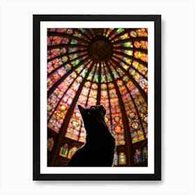 Cat In Stained Glass Window Art Print