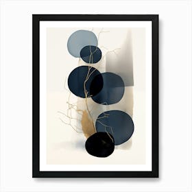 Black, Blue And Gold Abstract Painting 5 Art Print