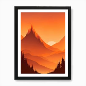 Misty Mountains Vertical Composition In Orange Tone 5 Art Print