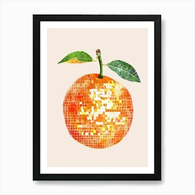 Disco Ball Orange Art Disco Poster Trendy Aesthetic Art Food Kitchen Art Print