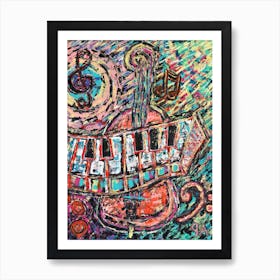 Abstract Textured Musical Instruments Vibrate With Sound Art Print