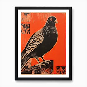 Pigeon, Woodblock Animal Drawing 2 Art Print