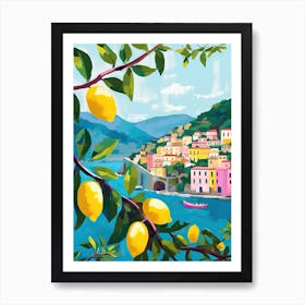 Amalfi View With Lemons Travel Painting Italy Art Print