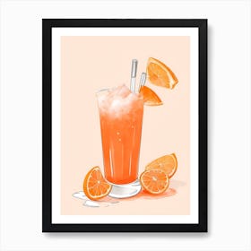 Aperol With Ice And Orange Watercolor Vertical Composition 22 Art Print