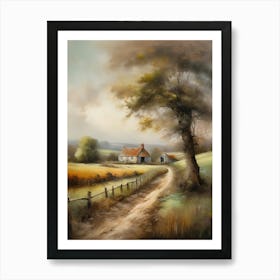 Vintage Oil Painting, Farmhouse Wall Decorations, Vintage Landscape, Printable Wall Art, Vintage Landscape Oil Painting..3 Art Print