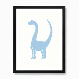 Chalk Blue Dinosaur Silhouette 2 Art Print