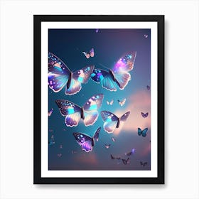 Butterflies Flying In The Sky Holographic 1 Art Print