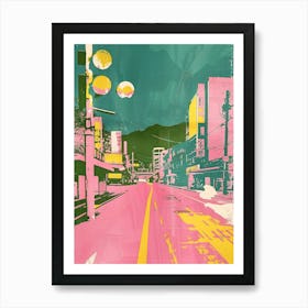 Nagasaki Japan Retro Duotone Silkscreen 2 Art Print