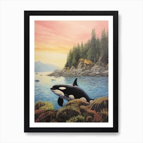 Realistic Orca Whale Storybook Style Illustration 4 Art Print