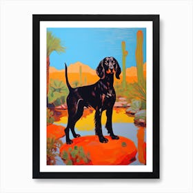 A Painting Of A Dog In Desert Botanical Garden, Usa In The Style Of Pop Art 04 Art Print