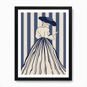 Victorian Lady in A Striped Dress Art Print