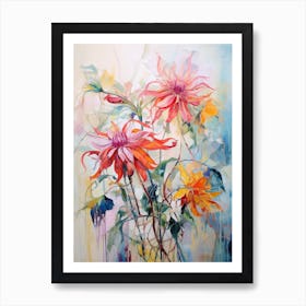 Abstract Flower Painting Bee Balm 2 Art Print