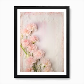 Pink Carnations On Lace Background Photo Art Print