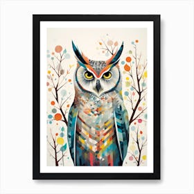 Bird Painting Collage Great Horned Owl 3 Art Print