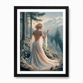 Collage Art of Beautiful Woman in The Forest #3 Art Print