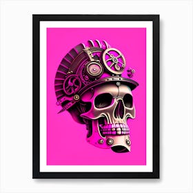 Skull With Steampunk Details 1 Pink Pop Art Art Print