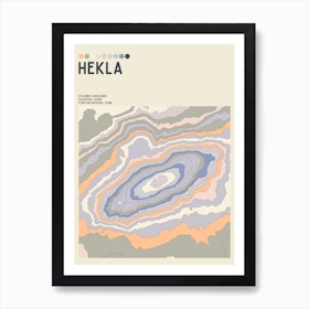 Hekla Iceland Topographic Contour Map Art Print