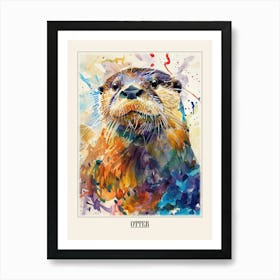 Otter Colourful Watercolour 1 Poster Art Print