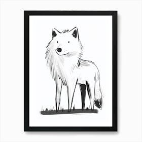 B&W Arctic Wolf Art Print