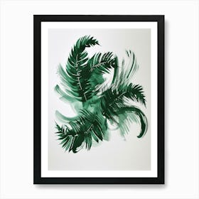 Green Ink Painting Of A Ribbon Fern 2 Art Print