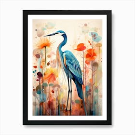 Bird Painting Collage Great Blue Heron 6 Art Print