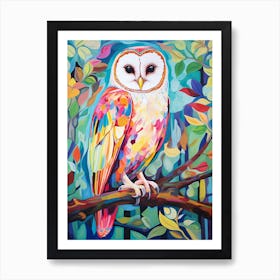 Colourful Bird Painting Barn Owl 2 Art Print