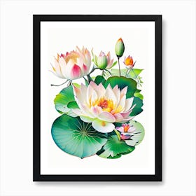 Lotus Flowers In Park Decoupage 2 Art Print