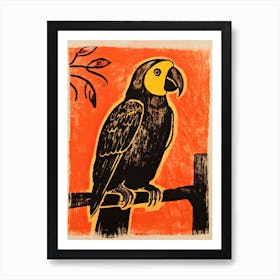 Parrot, Woodblock Animal  Drawing 4 Art Print