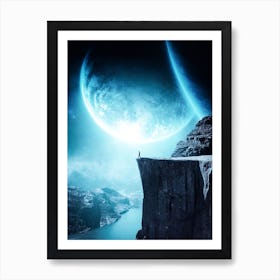 Top Cliff And Blue Planets Art Print