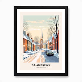 Vintage Winter Travel Poster St Andrews United Kingdom 2 Art Print