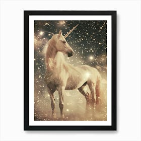 Glitter Unicorn In Space Abstract Collage 1 Art Print