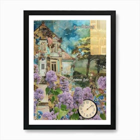 Lilac Flowers Scrapbook Collage Cottage 2 Art Print