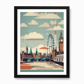 Retro London Skyline Art Print