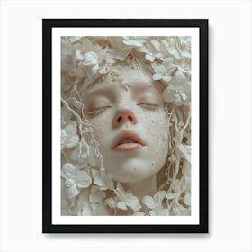 Girl Covered In Flowers Art Print