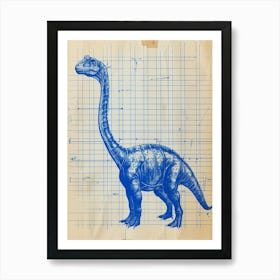 Dinosaur Blue Print Sketch 2 Art Print