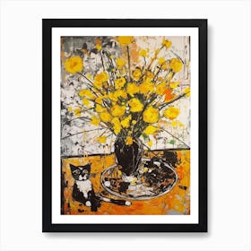 Marigold With A Cat 1 Abstract Expressionism  Art Print