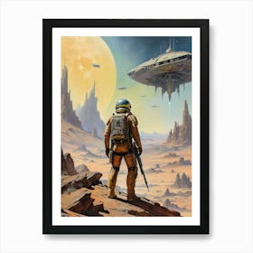 Aliens In Space vintage retro sci-fi art Art Print