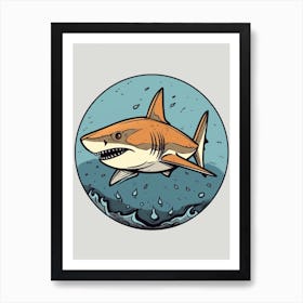 A Tiger Shark In A Vintage Cartoon Style 3 Art Print