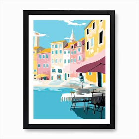 Rovinj, Croatia, Flat Pastels Tones Illustration 2 Art Print