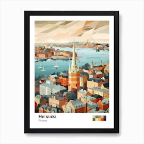 Helsinki, Finland, Geometric Illustration 1 Poster Art Print