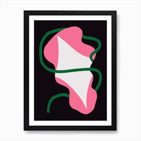 Pink And Green morning glory Art Print